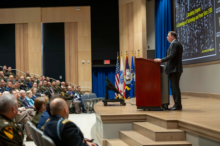 Picture of DDE Students listening to a lecture by LTG(R) Shanahan.